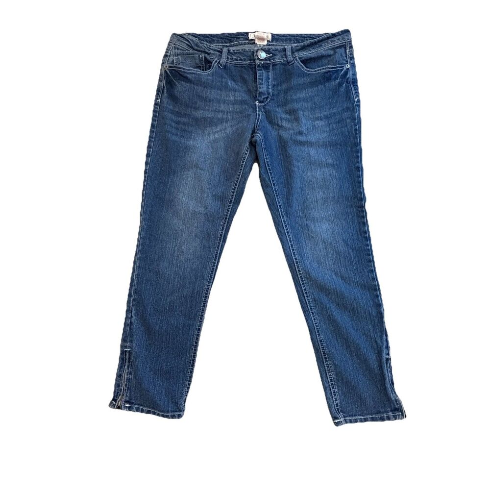 OP Ocean Pacific Jeans 13 Womens Blue Denim Side Zipper Ankle Skinny Stretch